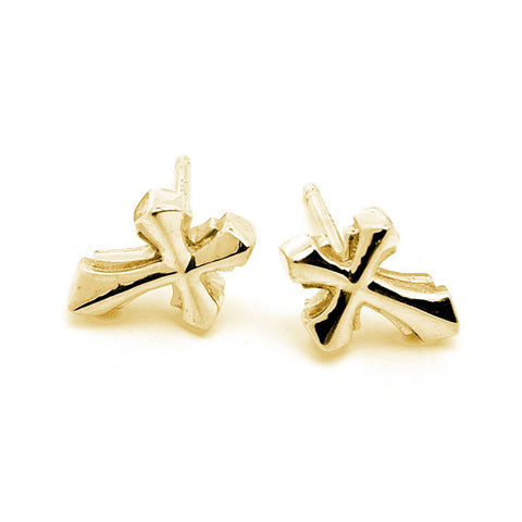 Cross Earrings 18k Gold