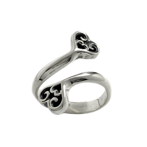 Double Tribal Heart Ring