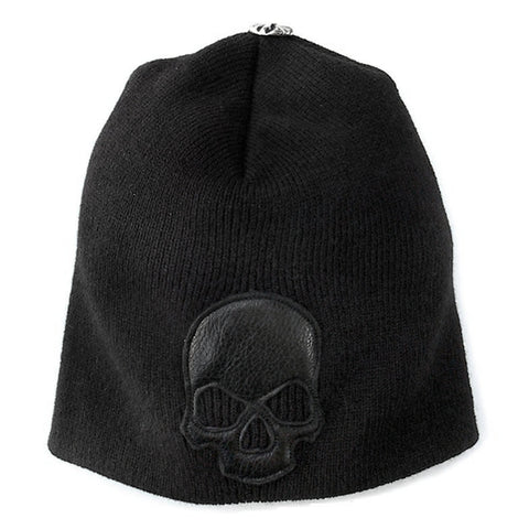 Beanie with Leather Skull
