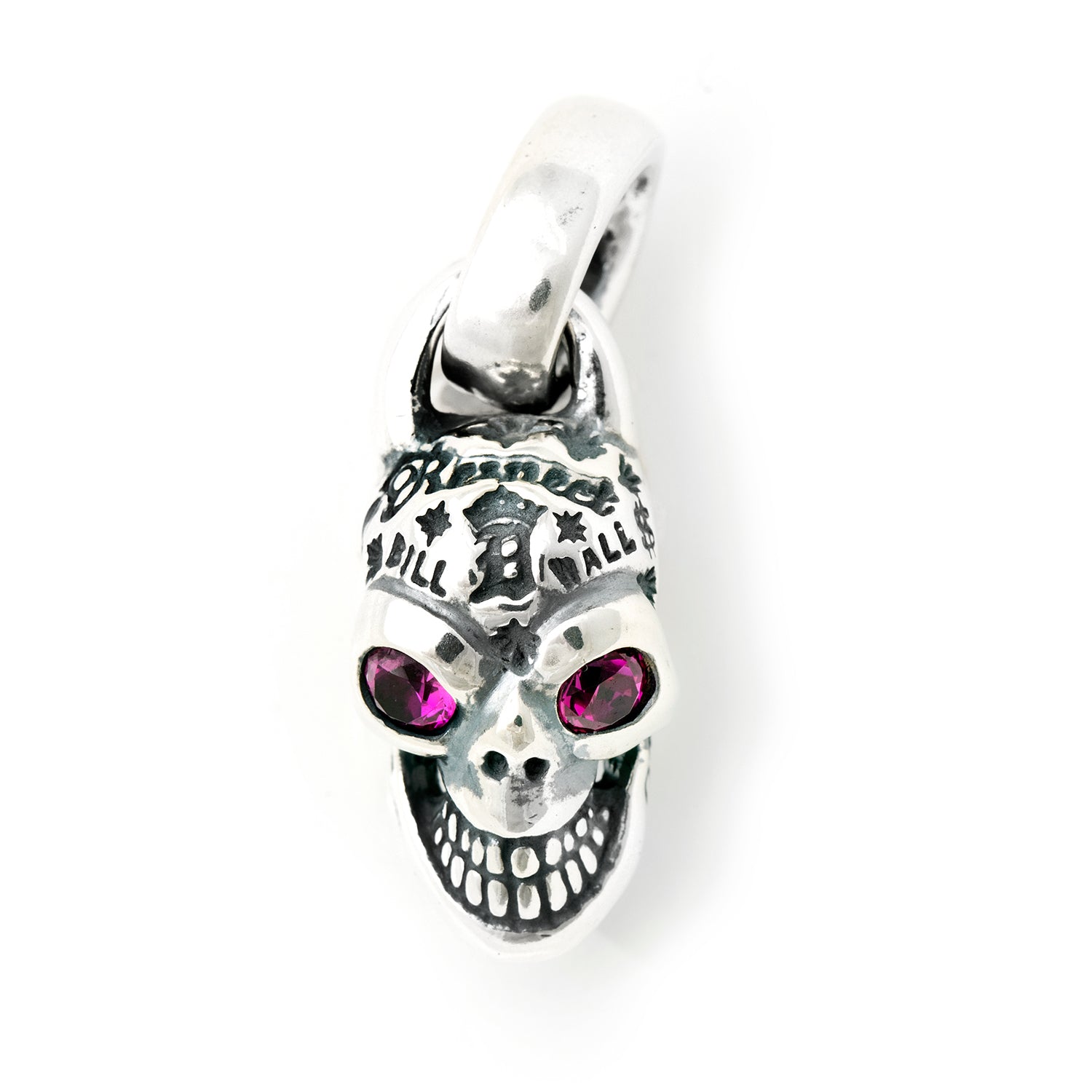 Graffiti Skull Pendant with Stone Eyes - Bill Wall Leather Inc.