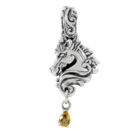 Large Horse Pendant with Stone Dangle