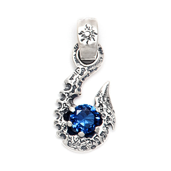 dark blue sapphire carved fish hook Fish Hook with Gemstone Pendant