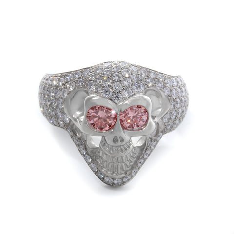 35th Anniversary Small Good Luck Skull Ring Custom Pave Size 9