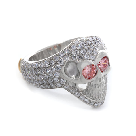 35th Anniversary Small Good Luck Skull Ring Custom Pave Size 9