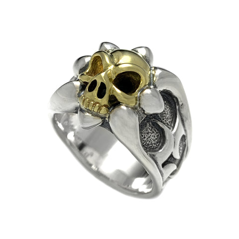 18K Tribal Band Ring with Skull