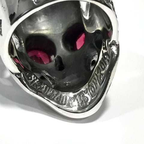 50/50 Master Skull Ring with Left Horn with Stones