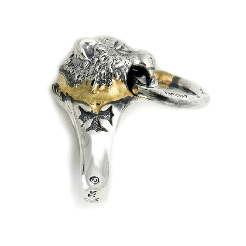 Kitty Cat Ring w/Mouth Ring and 18k solder