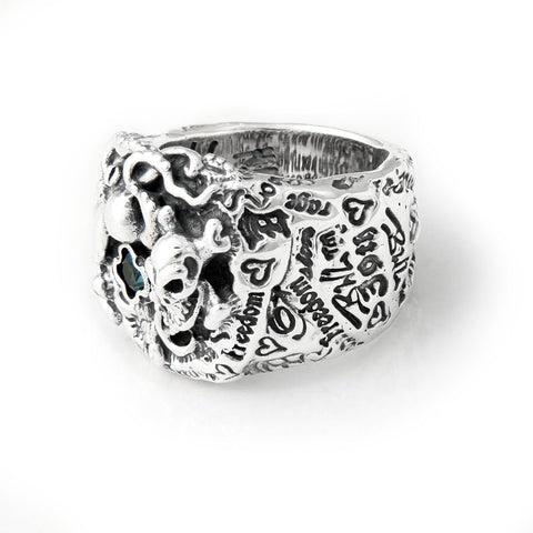 30th Anniversary Graffiti Pirate with Octopus and Gemstone Ring