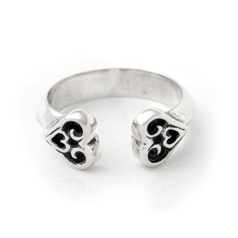 Double Tribal Heart Ring - Small