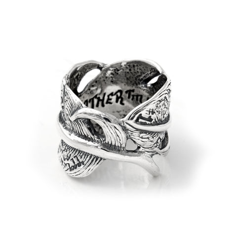 Graffiti Feather Ring Open "Large"