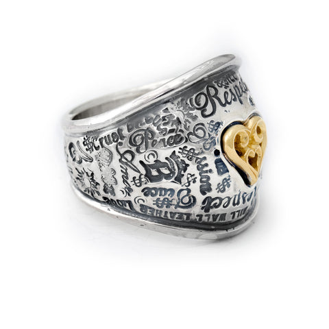 Graffiti Dome Ring with "SMALL HEART" Top