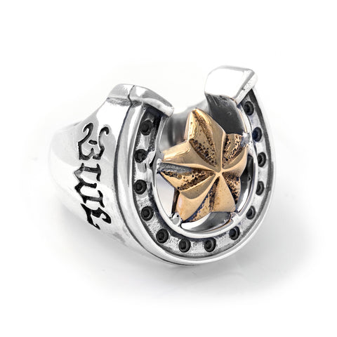 Horseshoe Ring with "STAR 5 POINTS" Top - Large