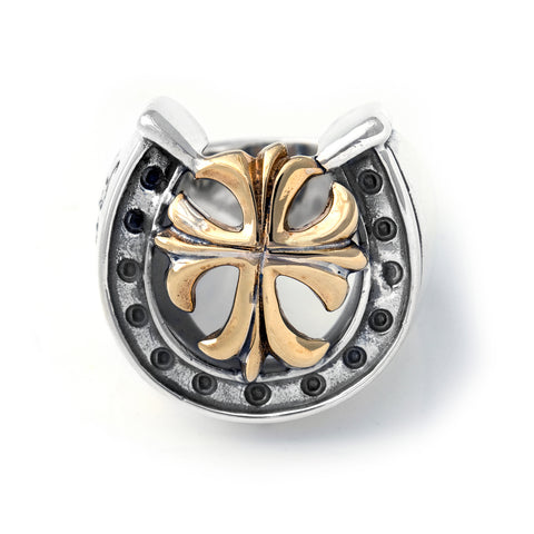 Horseshoe Ring with "GOTHIC CROSS" Top - Large