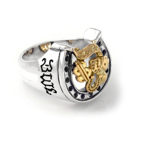Horseshoe Ring with "LUCKY" Top - Large