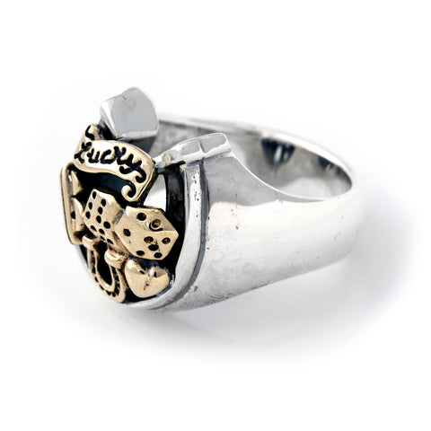 Horseshoe Ring with "LUCKY" Top - Medium