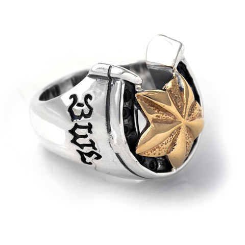 Horseshoe Ring with "STAR 5 POINTS" Top - Medium