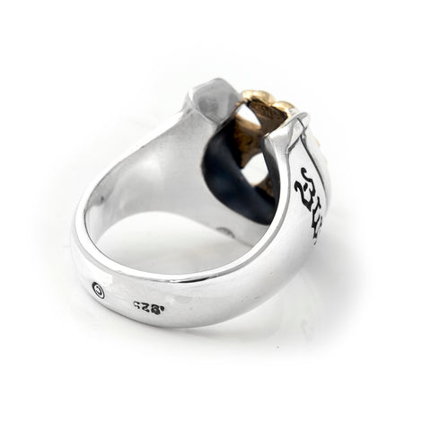 Horseshoe Ring with "GOTHIC CROSS" Top - Medium