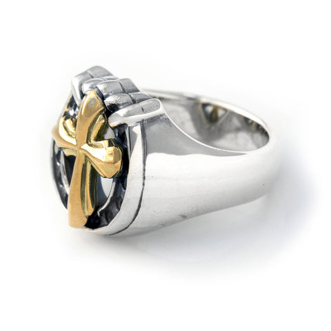 Horseshoe Ring with "CROSS" Top - Medium