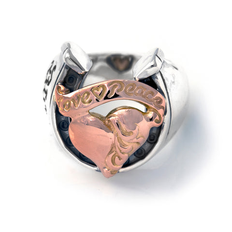 Horseshoe Ring "HEART with BANNER" Top - Medium