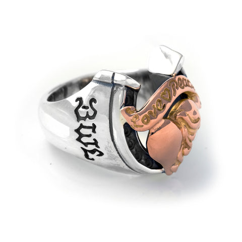 Horseshoe Ring "HEART with BANNER" Top - Medium