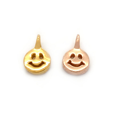 Tiny Happy Face Charm 18k Gold Plated