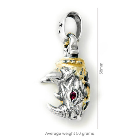 30th Anniversary Bill Wall Rhino with Gold Overlay and Gemstones Pendant