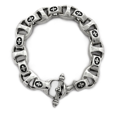 "C" Cross with Stone T-bar Bracelet