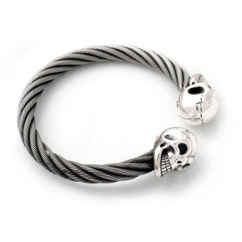 Vintage Skull Cable Bangle Bracelet
