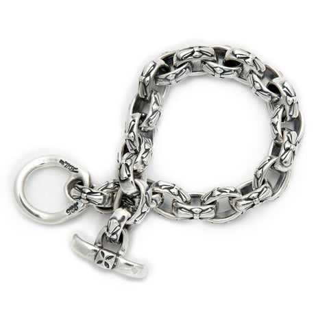 Immortal Cross Link Bracelet  with Bent Cross T-Bar
