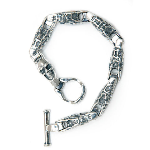 U-joint Bracelet with Graffiti Links and one Good Luck Skull Link