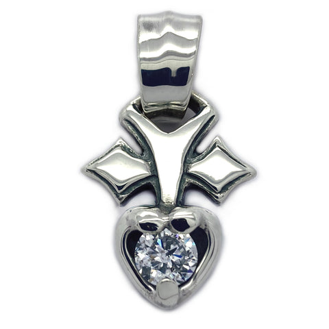 Pierced Heart with Stone Charm