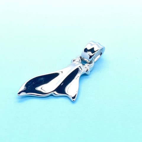 Whale Tail Charm with Rhodium Plating