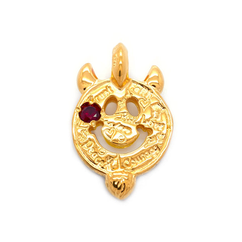 Graffiti Happy Face with Horns and Beard 18k Yellow Gold Plated Custom Charm