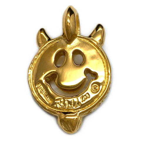 Happy Face with Horns and Beard 18k Yellow Gold Plated Custom Charm