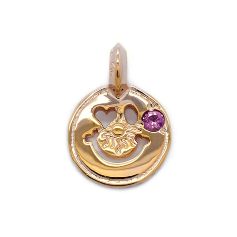 Happy Face with Heart in Left Eye Charm 18k Rose Gold Plating Custom