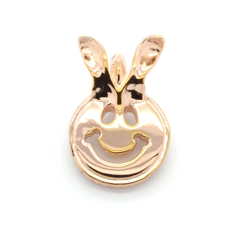 Happy Face Charm with Bunny Ears 18k Rose Gold Plated