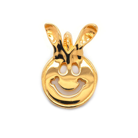Happy Face Charm with Bunny Ears 18k Yellow Gold Plated