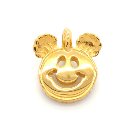 Happy Face Charm with Bear Ears 18k Yellow Gold Plated