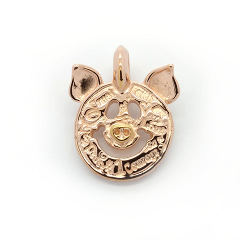 Graffiti Happy Face Charm with Pig Ears 18k Rose Gold Plated