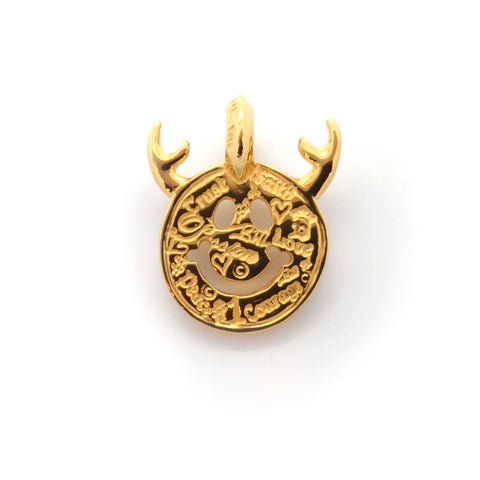 Graffiti Happy Face Charm -Antlers 18k Yellow Gold Plated