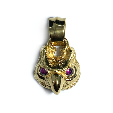 Owl Charm with Stone Eyes Custom Plated