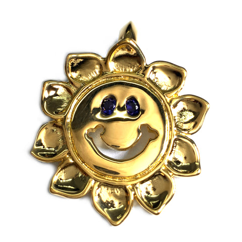 Custom 18k Gold Plated Sunflower Happy Face Charm