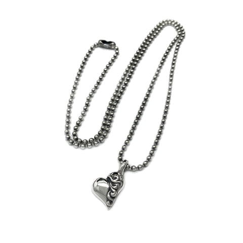Gothic Heart Charm with Ball Chain