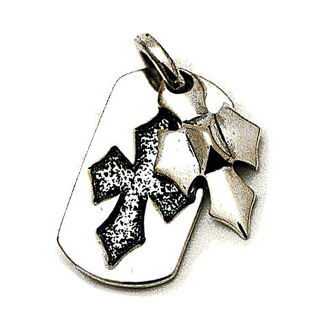 Embossed "C" Cross with "C" Charm Dog Tag
