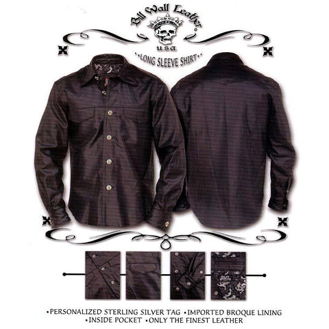 Men's Long Sleeve Leather Shirt