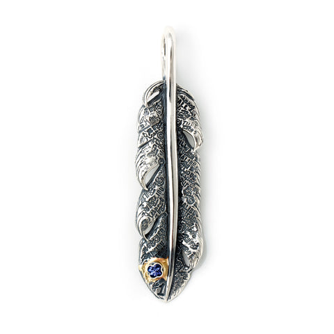 Graffiti Feather Large with Stone and Gold Overlay Pendant
