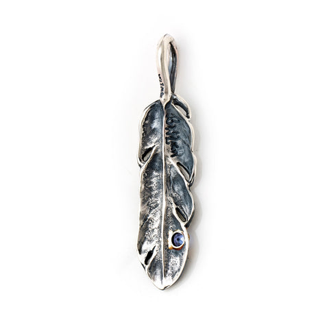 Graffiti Feather Medium with Stone and Gold Overlay Pendant