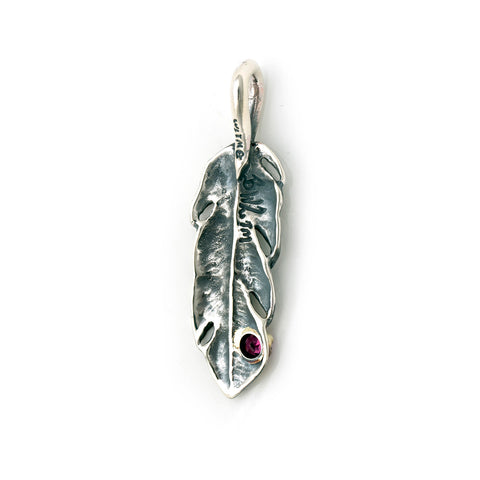 Graffiti Feather Small with Stone and Gold Overlay Pendant