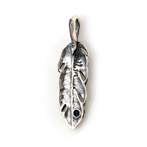 Graffiti Feather Small with Stone and Gold Overlay Pendant