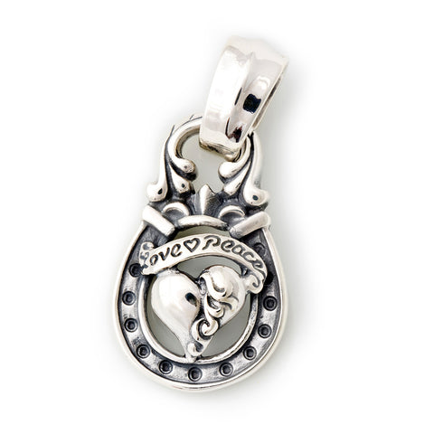 Horseshoe Pendant "HEART with Banner" Top - Large